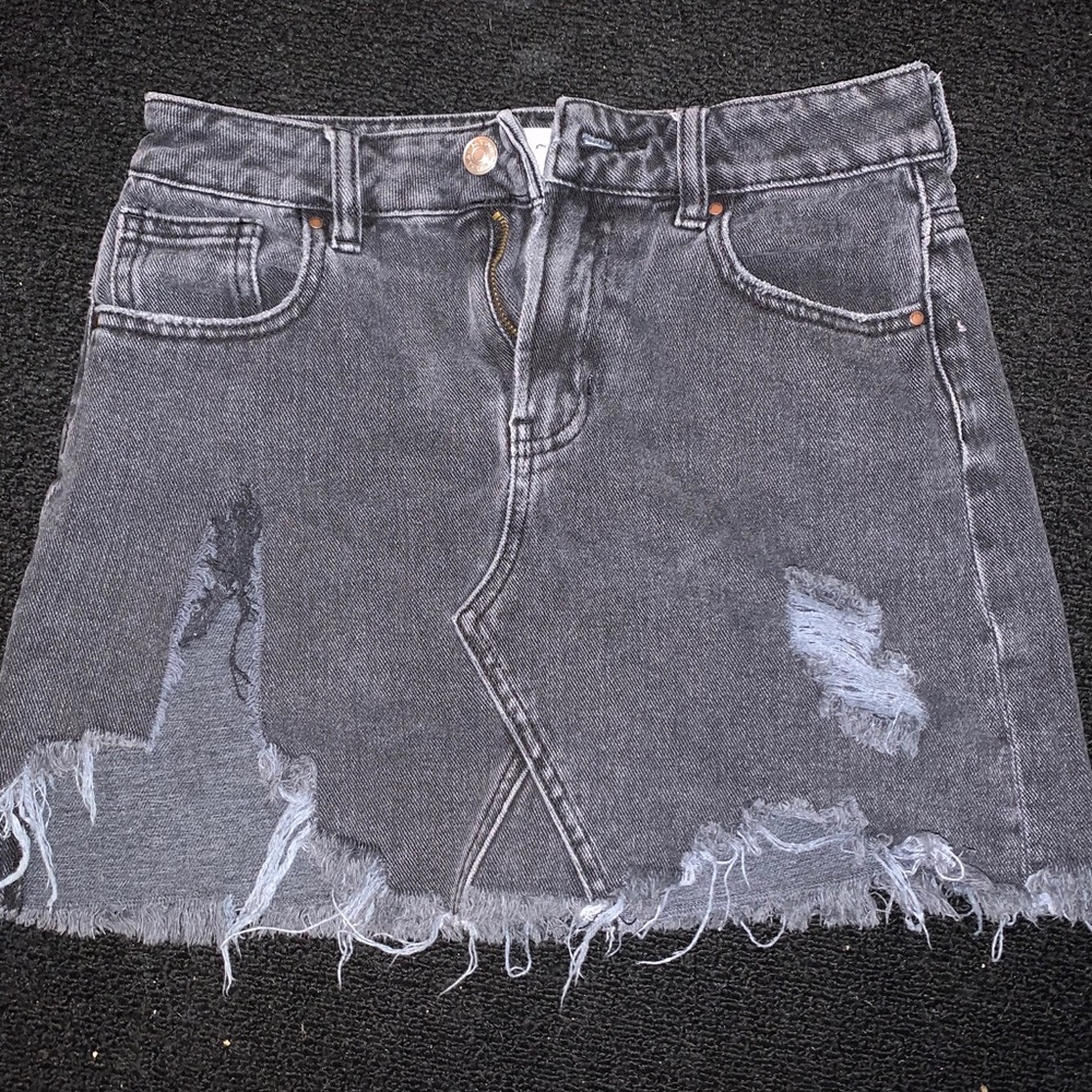 Black Distressed Mini Skirt
